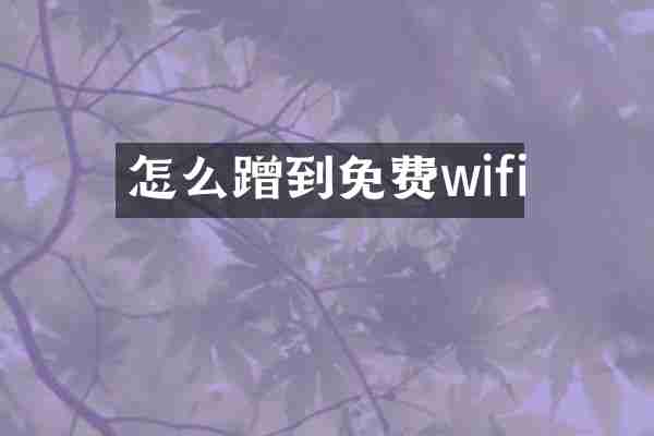 怎么蹭到免费wifi