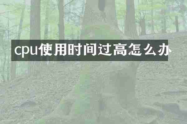cpu使用时间过高怎么办