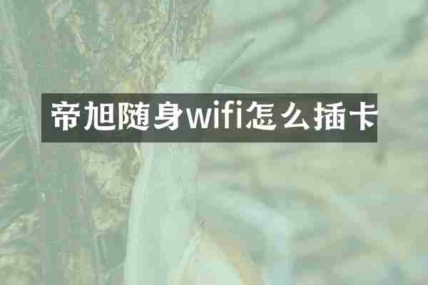 帝旭随身wifi怎么插卡