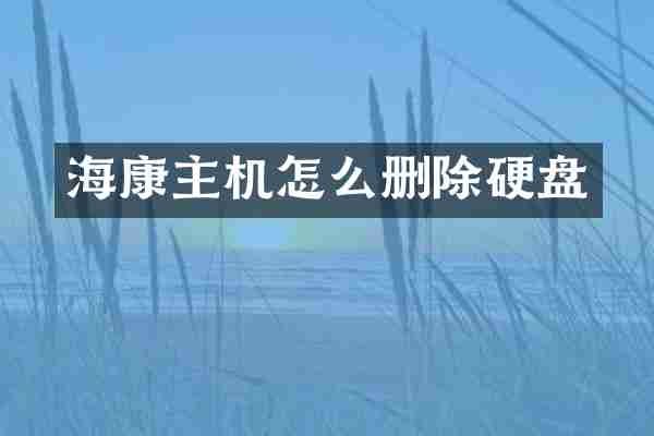 海康主机怎么删除硬盘