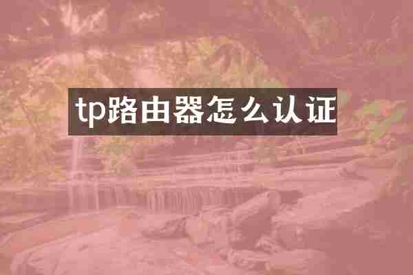 tp路由器怎么认证