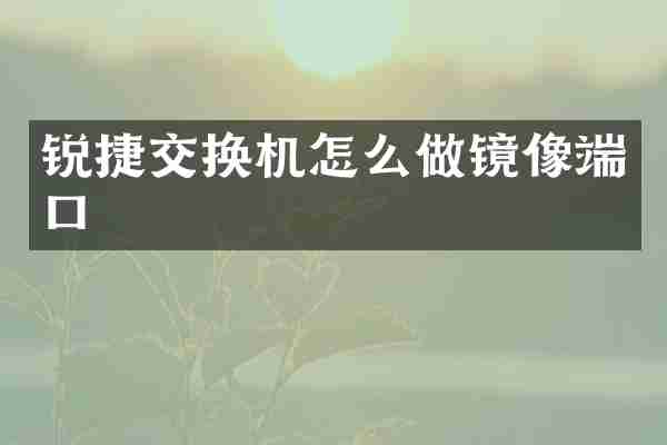 锐捷交换机怎么做镜像端口