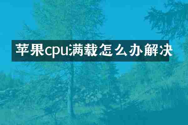 苹果cpu满载怎么办解决