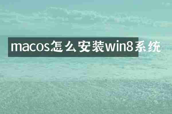 macos怎么安装win8系统