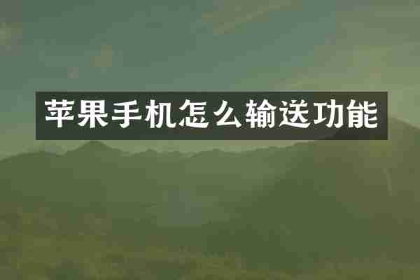 苹果手机怎么输送功能