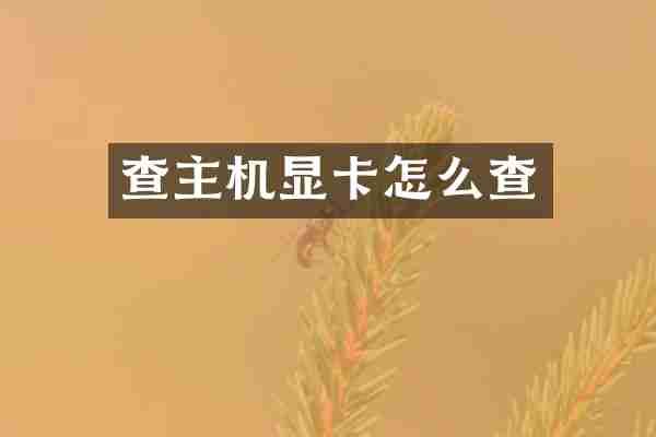 查主机显卡怎么查