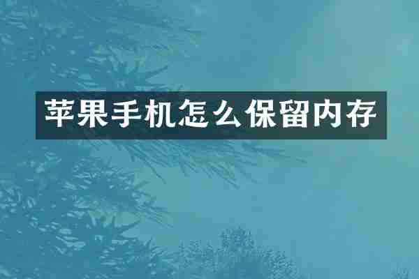苹果手机怎么保留内存