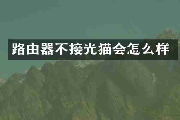 路由器不接光猫会怎么样