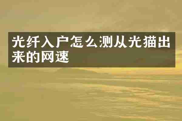 光纤入户怎么测从光猫出来的网速