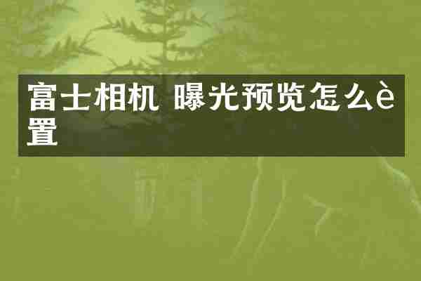 富士相机 曝光预览怎么设置