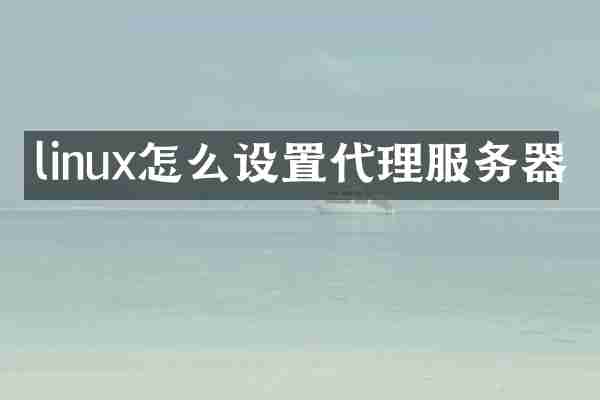 linux怎么设置代理服务器