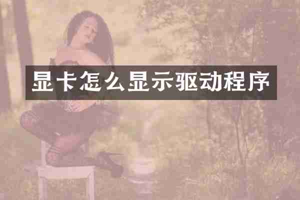 显卡怎么显示驱动程序