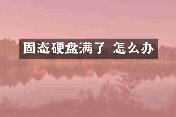 固态硬盘满了 怎么办