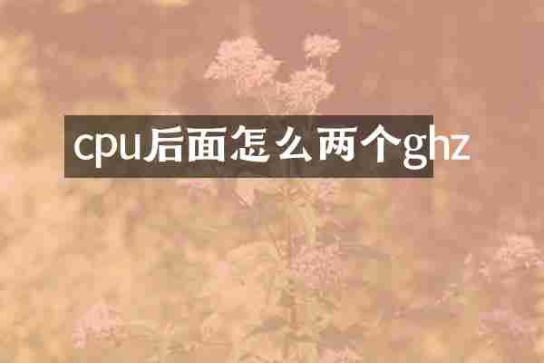 cpu后面怎么两个ghz