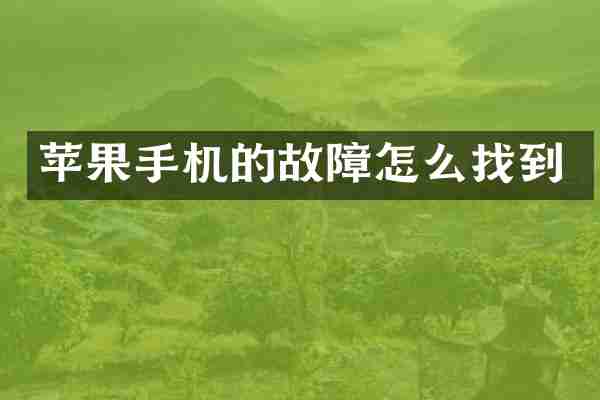 苹果手机的故障怎么找到