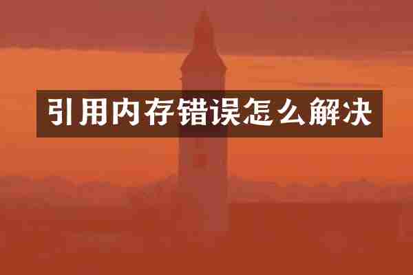 引用内存错误怎么解决