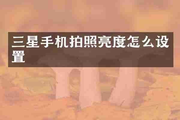 三星手机拍照亮度怎么设置