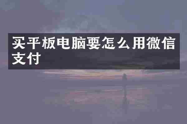 买平板电脑要怎么用微信支付
