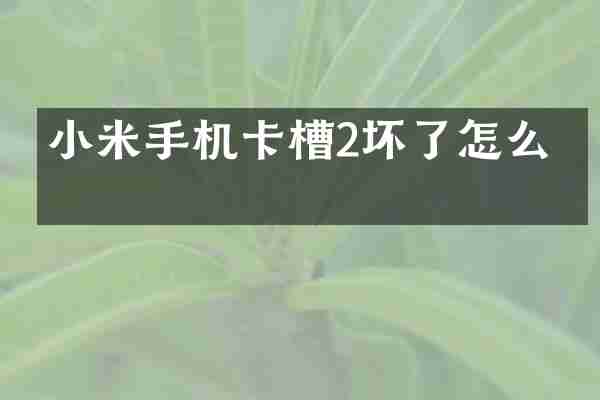 小米槽2坏了怎么修