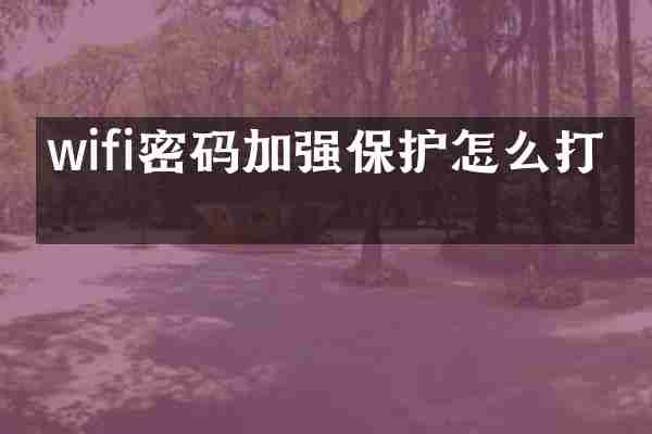 wifi密码加强保护怎么打开