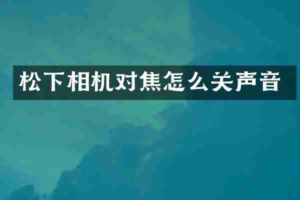 相机对焦怎么关声音