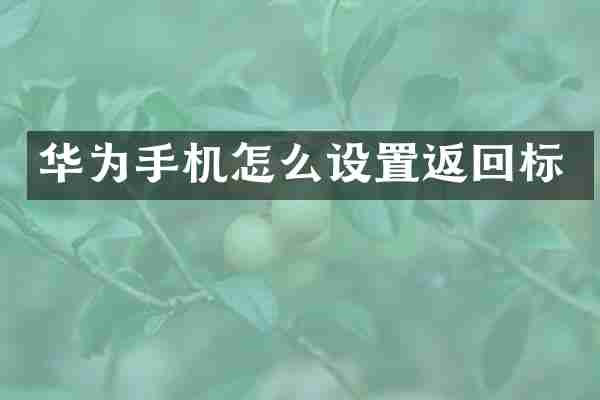华为手机怎么设置返回标