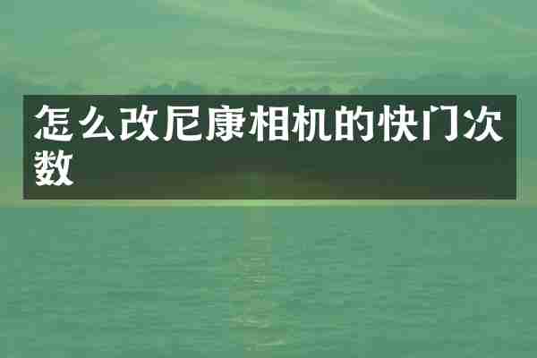 怎么改尼康相机的快门次数