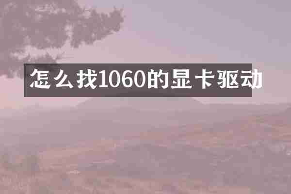 怎么找1060的显卡驱动