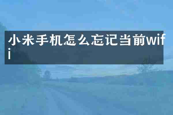 小米手机怎么忘记当前wifi