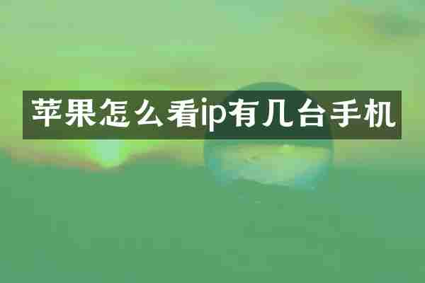 苹果怎么看ip有几台手机
