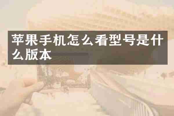 苹果手机怎么看型号是什么版本