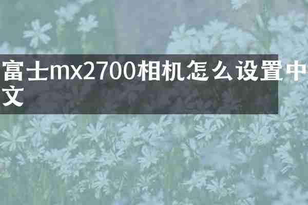 富士mx2700相机怎么设置中文