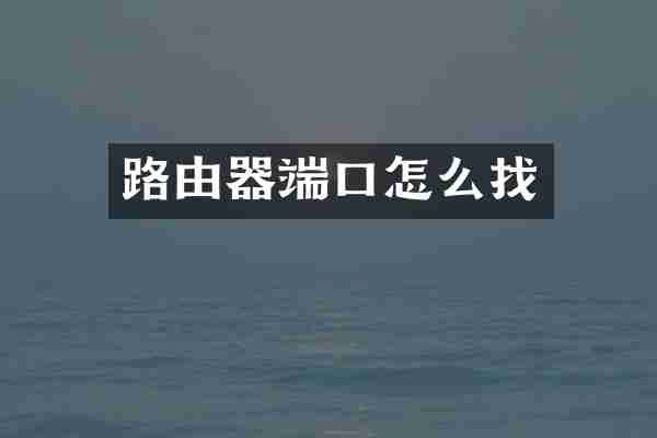 路由器端口怎么找