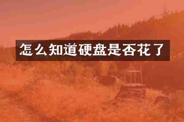 怎么知道硬盘是否花了