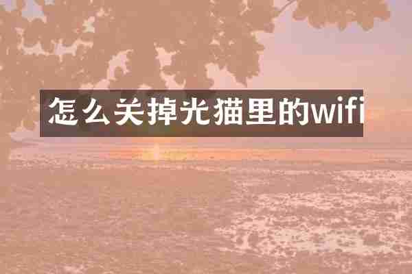 怎么关掉光猫里的wifi