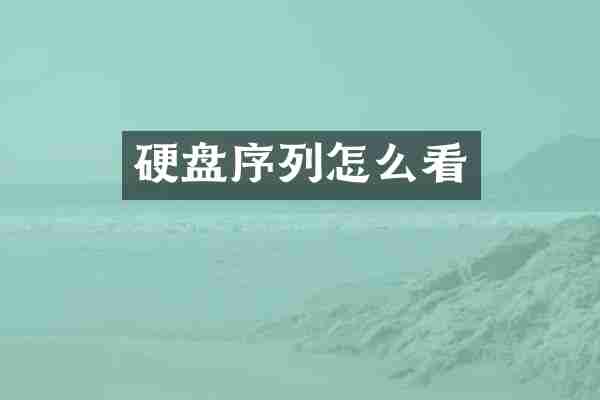 硬盘序列怎么看