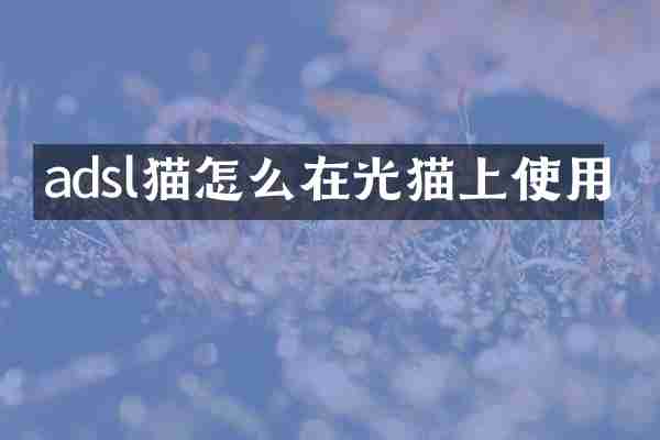 adsl猫怎么在光猫上使用