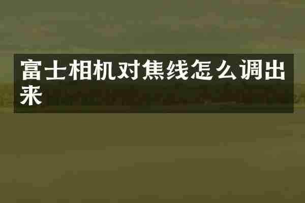 富士相机对焦线怎么调出来