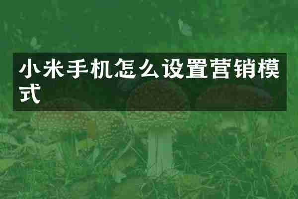 小米手机怎么设置营销模式