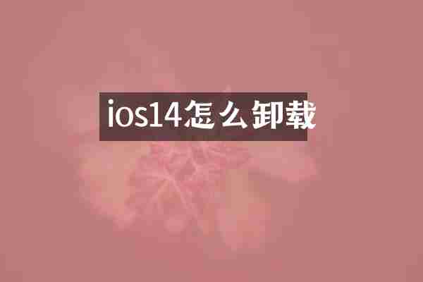ios14怎么卸载