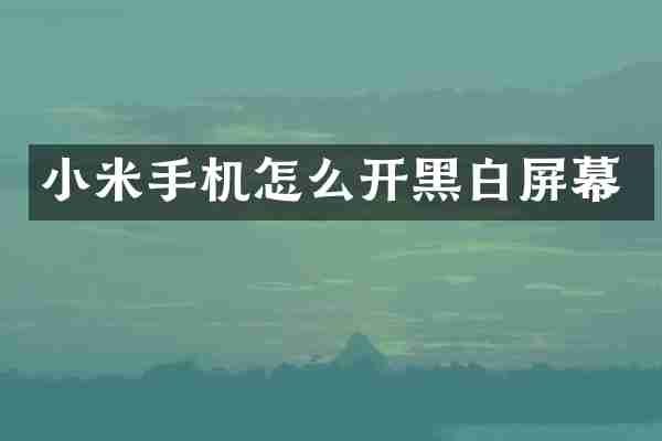 小米手机怎么开黑白屏幕