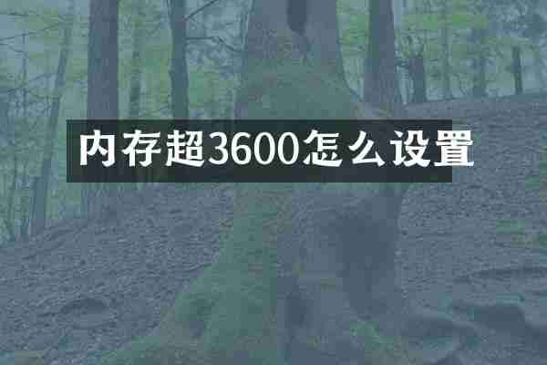 内存超3600怎么设置