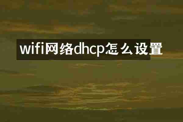 wifi网络dhcp怎么设置
