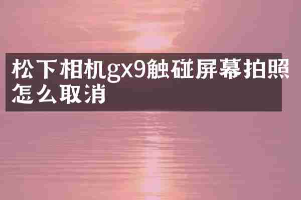 相机gx9触碰屏幕拍照怎么取消