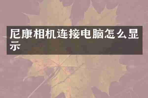 尼康相机连接电脑怎么显示