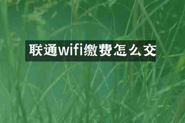 联通wifi缴费怎么交