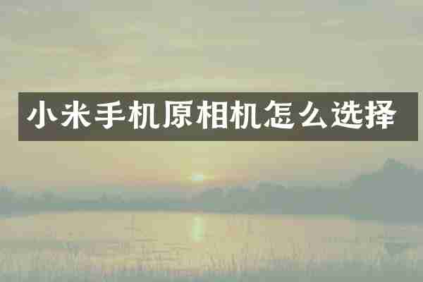 小米手机原相机怎么选择
