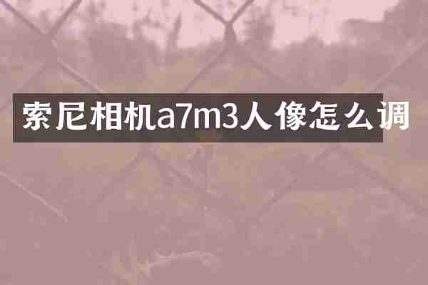 索尼相机a7m3人像怎么调