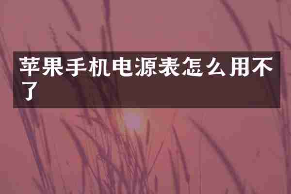 苹果手机电源表怎么用不了
