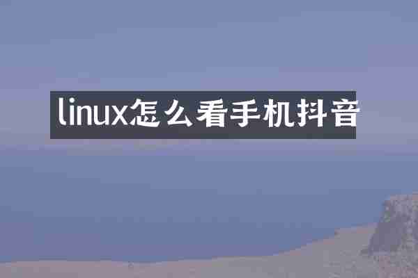 linux怎么看手机抖音